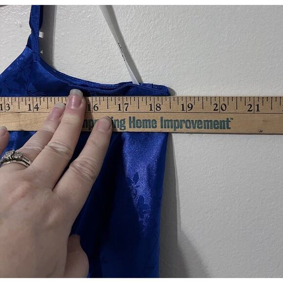 Lulus Royal Blue Satin Floral Jacquard Midi Wrap Dress NWT Small - Picture 15 of 15